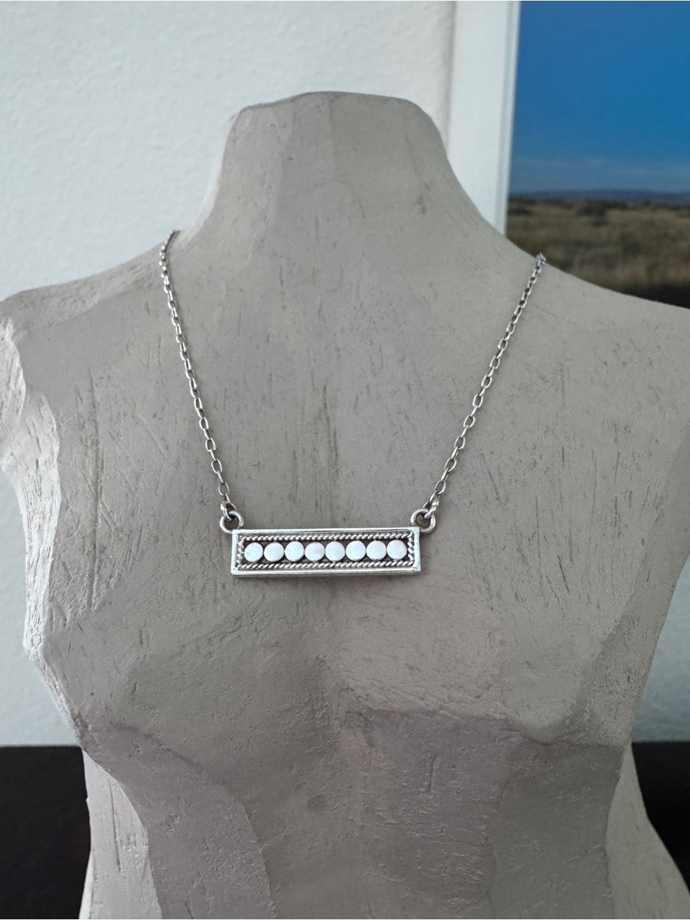 Anna Beck 925 Sterling Silver Dot Bar Necklace Reversible Gold Plated